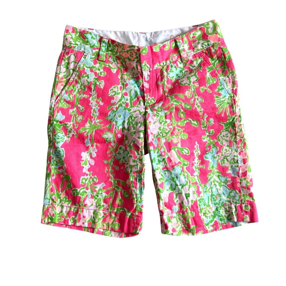 Lilly Pulitzer Womens Size 00 Pink & Green Floral "The Chipper Short"